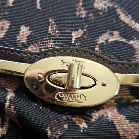 Coach Brown and Black Leopard Print Satchel - Picture 4 of 16